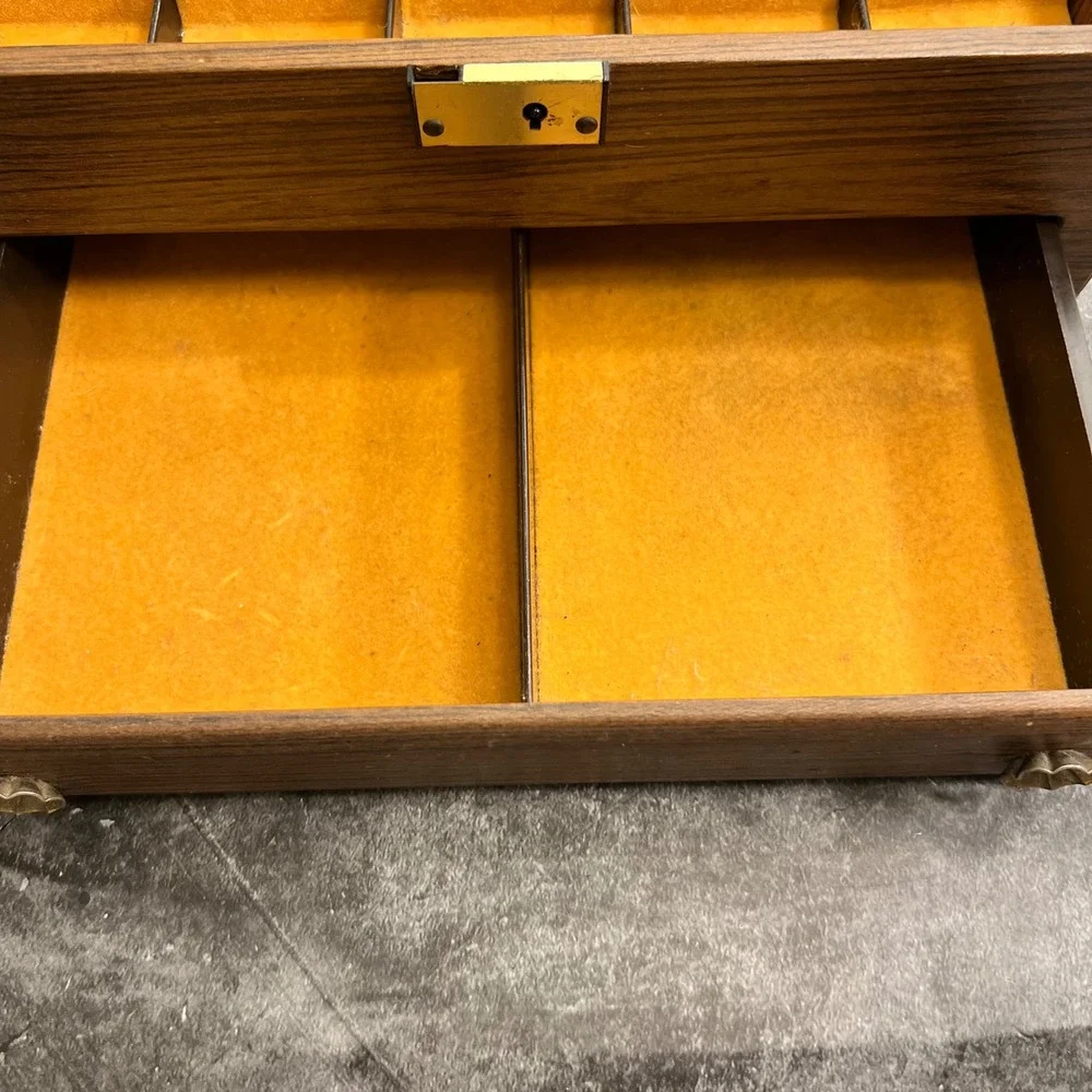 Vintage Brown Orange Jewelry Box Satin Lining | *SEE NOTE | 70s